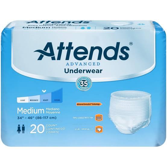 ATTENDS ADULT DISPOSABLE UNDERWEAR MED (HVY ABSORBENCY) | 20 CT