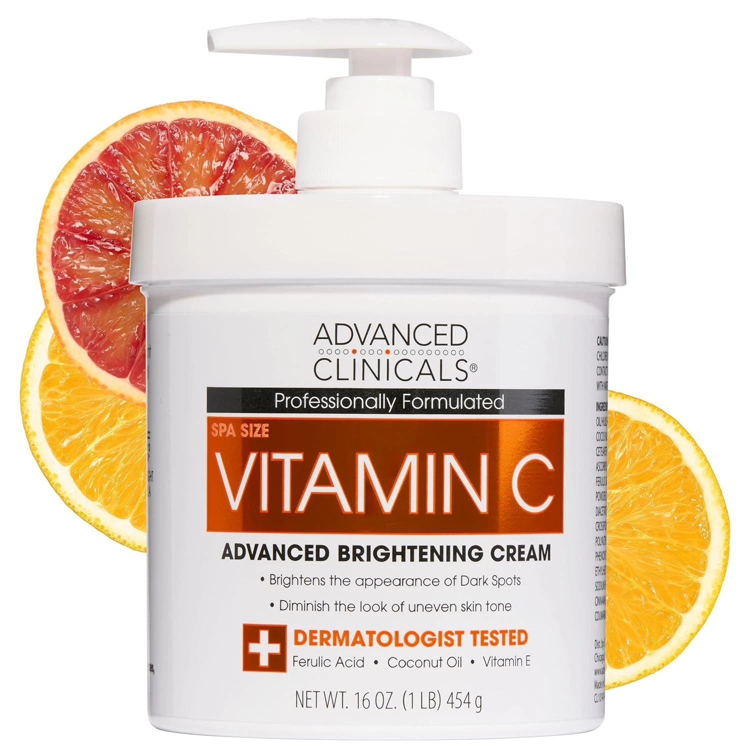 Advanced Clinicals Vitamin C Cream Visibly Brightening Body Lotion | Vitamin C Moisturizer Skin Care Body Cream For Women & Men Helps Visibly Improve Look Of Dark Spots & Uneven Skin Tone, 16