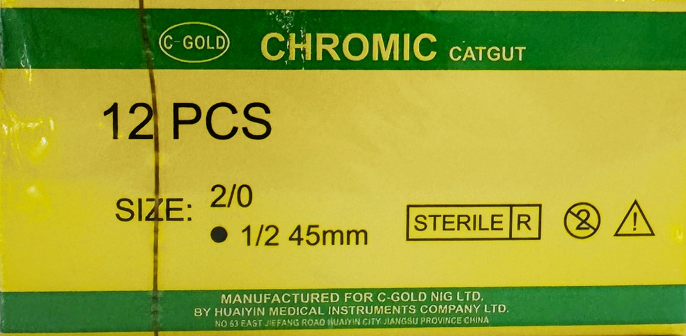 CHROMIC CATGUT 2/0 G-GOLD (SURGICAL SUTURE) 12'S