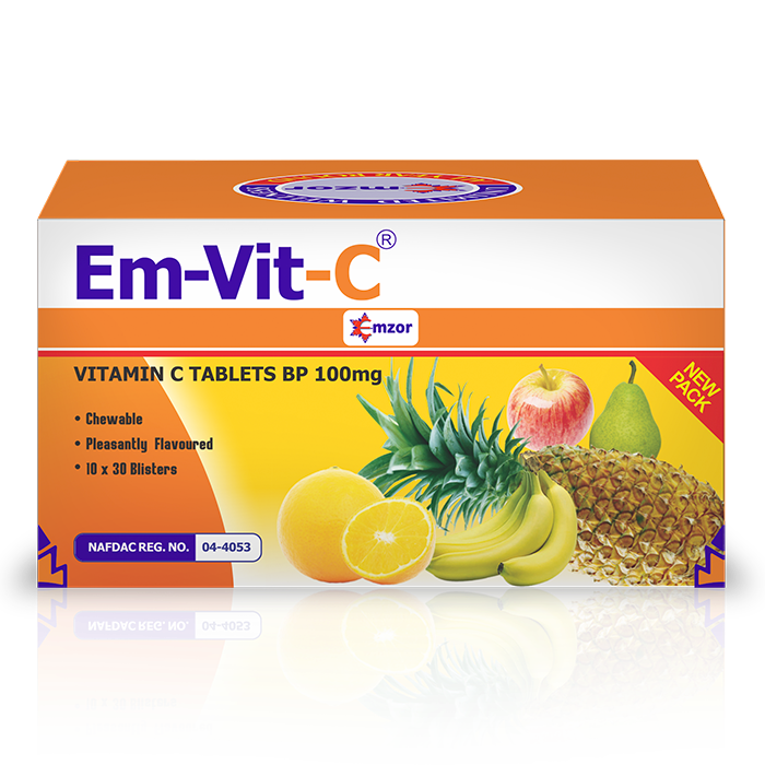 EM-VIT-C TAB 100MG (WHITE VIT C TABS 100MG X 1000TABS)